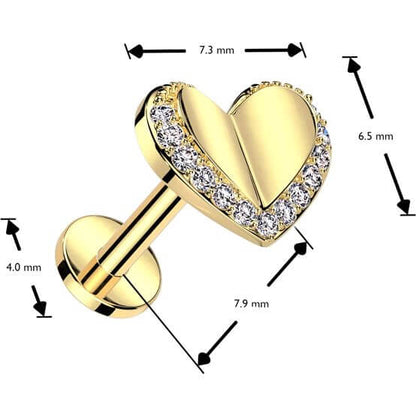 Labret serduszko cyrkonia push-in