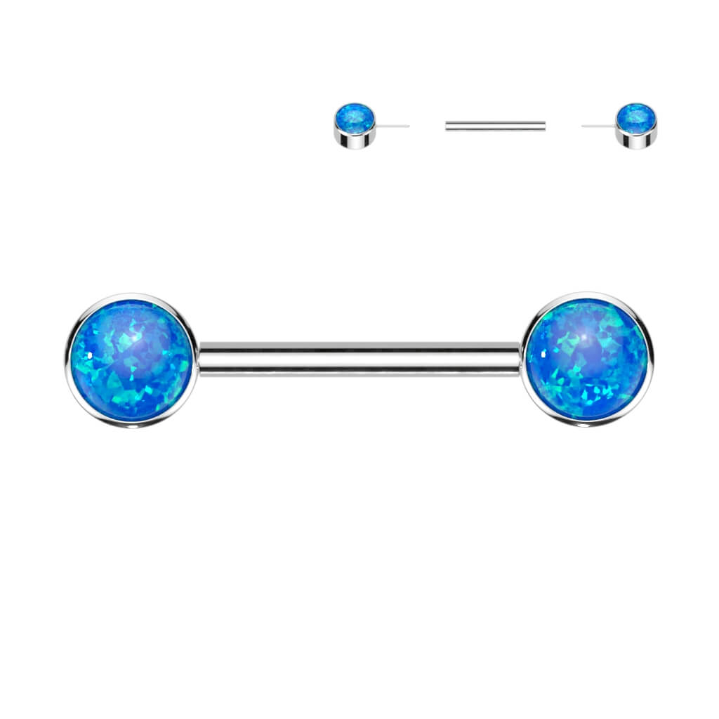 Tytan kolczyk do sutka opal płaski srebrny push-in