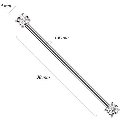 Titanium Industrial Barbell prong setting zirconia Push-In