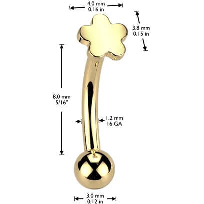 Titanium Eyebrow Piercing flower ball Push-In