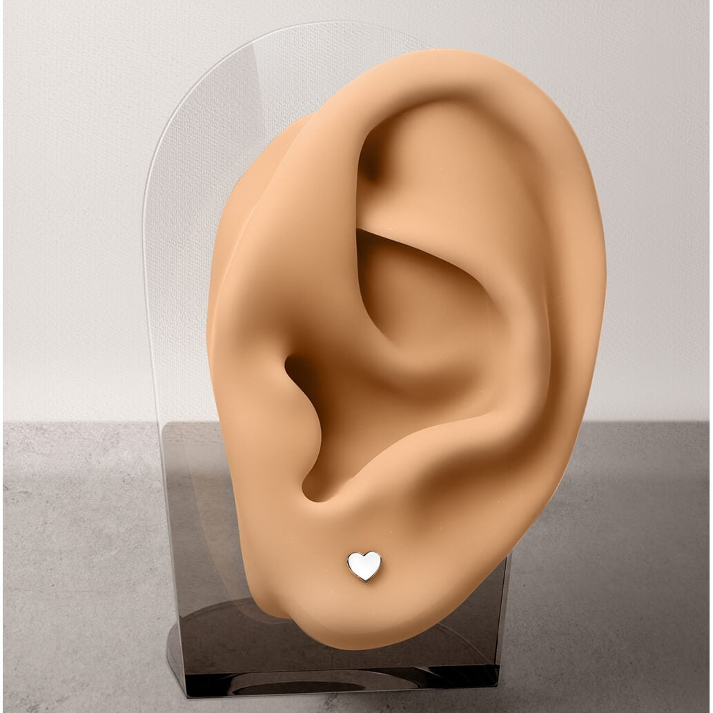 Titane Bouton d'Oreille Cœur Argent