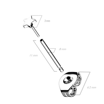 Titane Bouton d'Oreille Étoile Argent