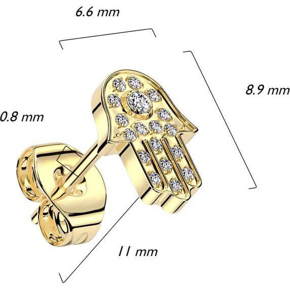 Titanio Hamsa Tempestata di Zirconi Incastonati Push-In