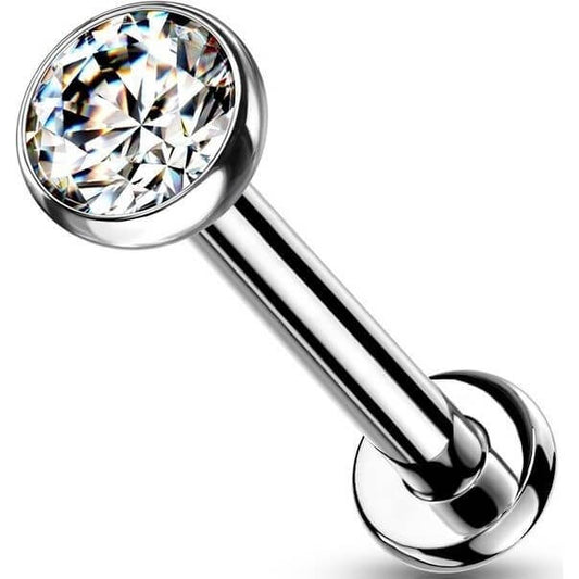 Titanio Labret Coppa d´argento con zircone Push-In