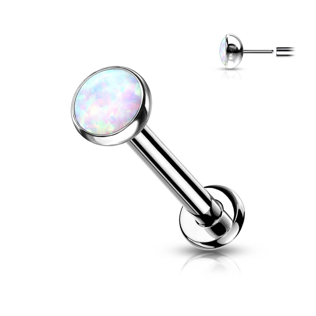 Titane Labret Opale Plate Argent Enfoncer