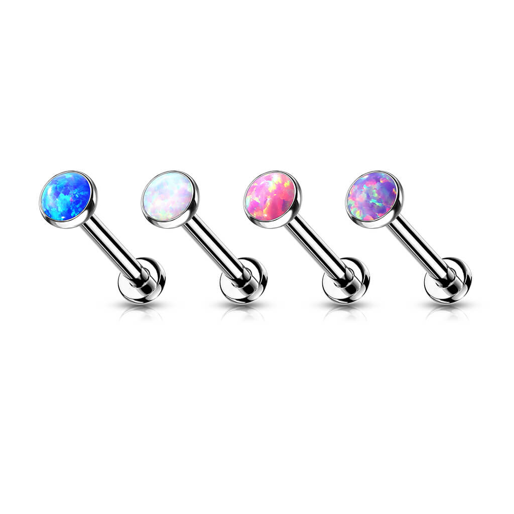 Titane Labret Opale Plate Argent Enfoncer