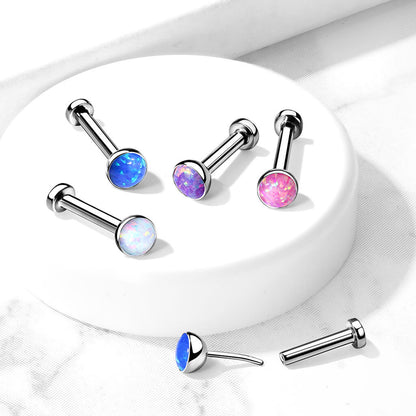 Titane Labret Opale Plate Argent Enfoncer