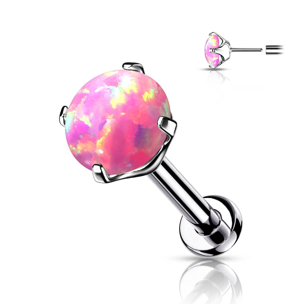 Titanio Labret Opale e Argento Push-In