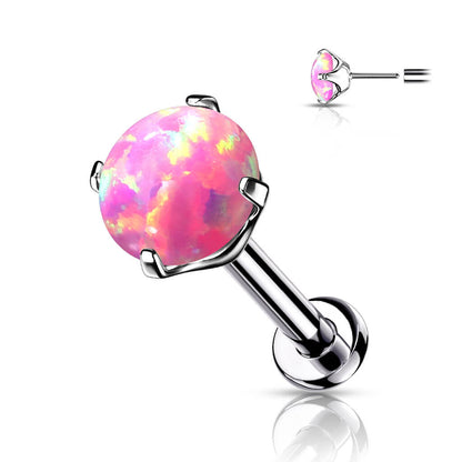 Titanio Labret Opale e Argento Push-In