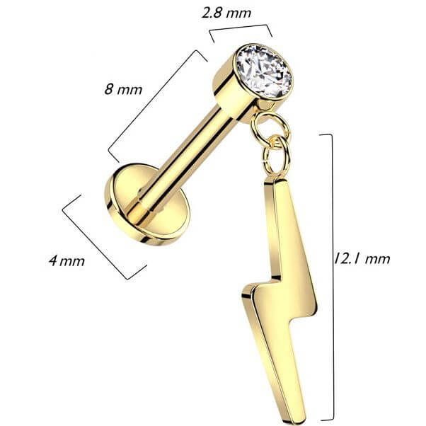 Titanio Labret Zircone con Saetta pendente Push-In