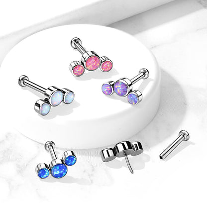 Tytan labret 3 opale srebrny push-in