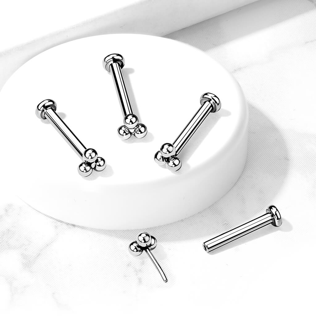 Titan Labret Dreieck Kugel Silber Push-In