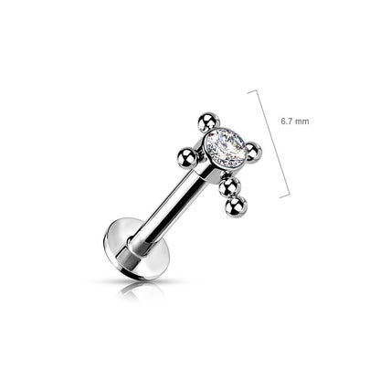 Titane Labret Croix Zircone Opale Argent Enfoncer