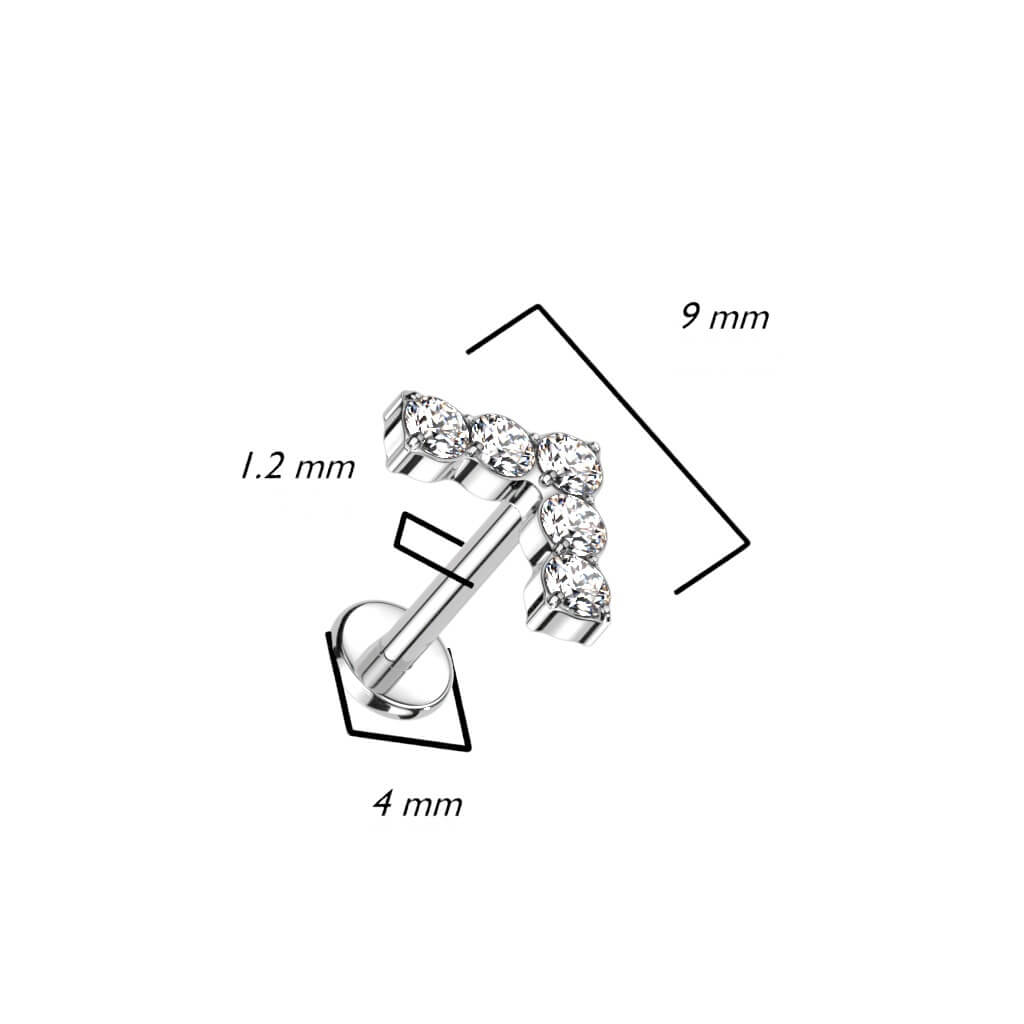 Titanium Labret L-shape 5 Zirconia Push-In