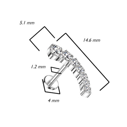 Titanium Labret Curved Zirconia Push-In