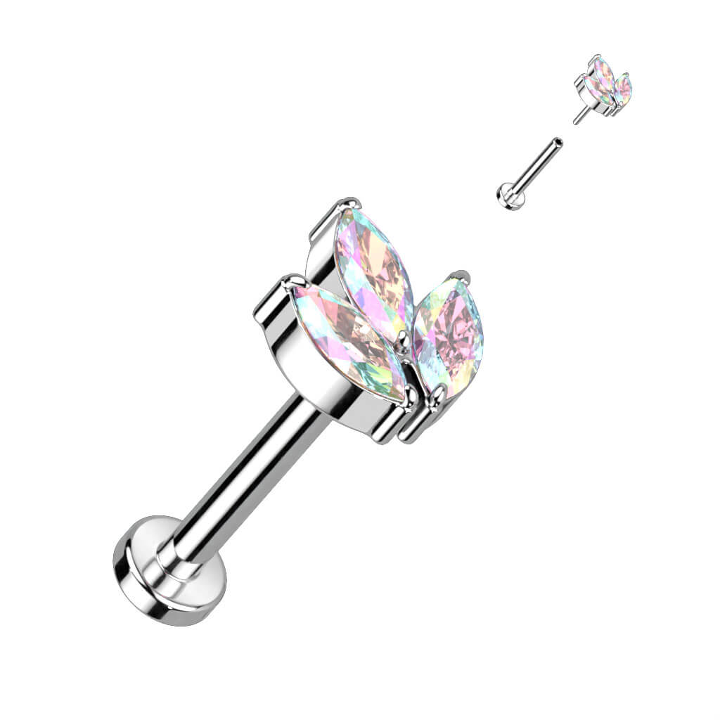 Titanio Labret Zirconi con taglio marquise Push-In