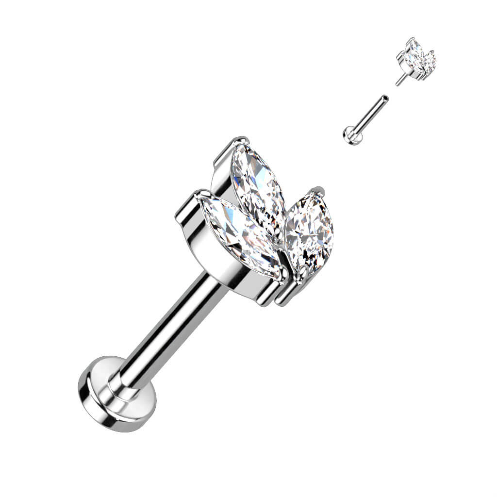 Titane Labret Marquise Zircone Enfoncer