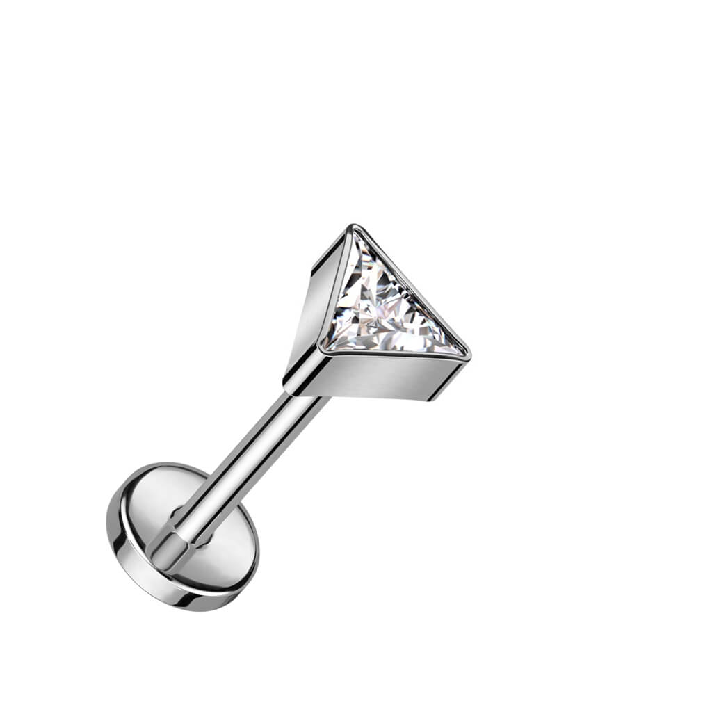 Titanium Labret Triangle Zirconia Push-In