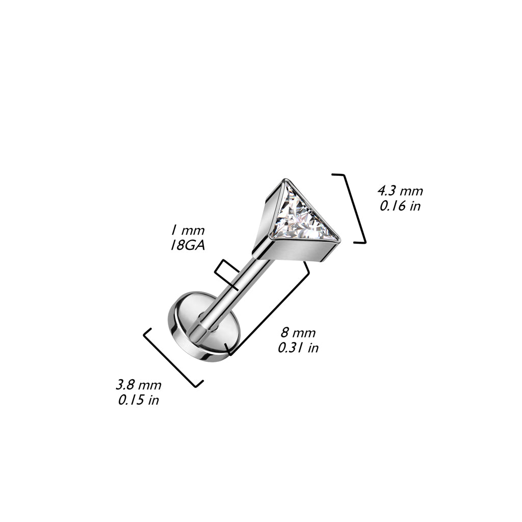 Titanium Labret Triangle Zirconia Push-In