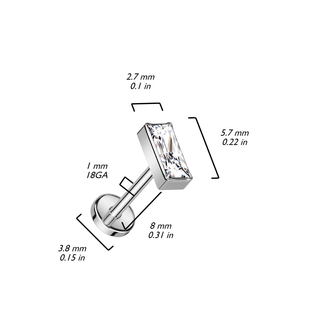 Titane Labret Zircone Rectangle Enfoncer