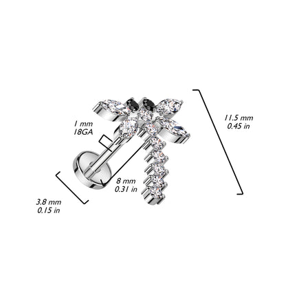 Titanium Labret Dragonfly Zirconia Push-In