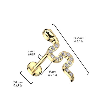 Titanio Labret Serpente di zirconi Push-In