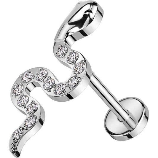 Titane Labret Serpent Zircone Enfoncer