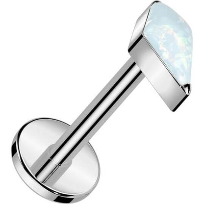 Titan Labret Rautenförmiger Zirkonia Opal Push-In