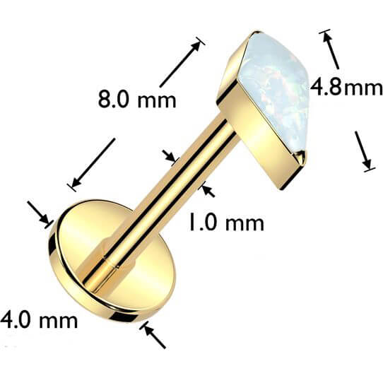 Titane Labret pierre naturelle zirconite opale taillée en diamant Enfoncer