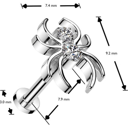 Titane Labret zircone spider Enfoncer