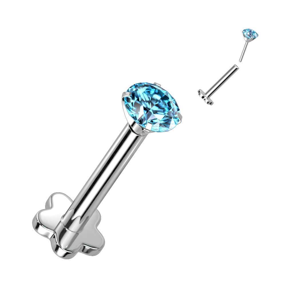 Titanio Labret Base Fiore e zircone Push-In