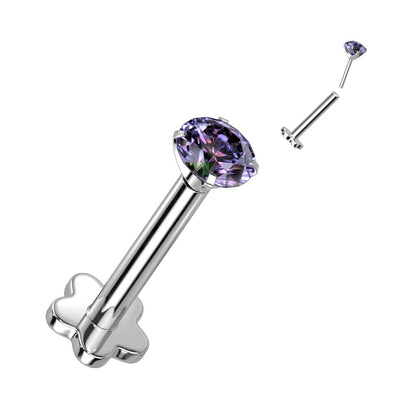 Titanio Labret Base Fiore e zircone Push-In