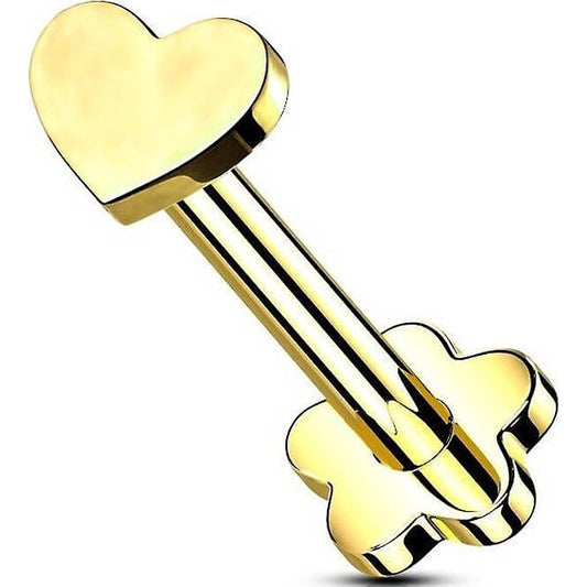 Titanium Labret Heart Flower Base Push-In