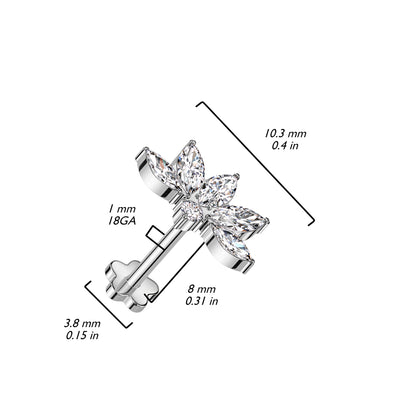 Titanio Flor circonita Push In Labret