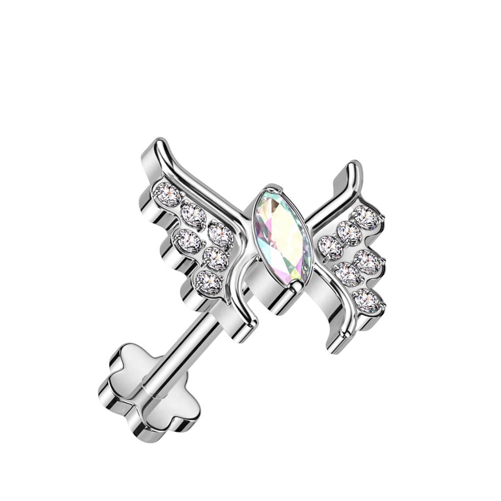 Titanium Labret Butterfly Zirconia Push-In