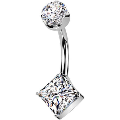 Titanium Belly Button Piercing round zirconia square zirconia Push-In