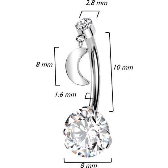 Titan Bauchnabelpiercing Mond Zirkonia Push-In