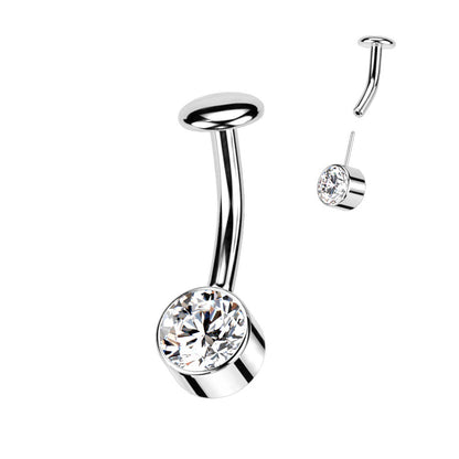 Titan Bauchnabelpiercing Zirkonia Zargenfassung Silber Push-In