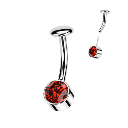 Titan Bauchnabelpiercing Zirkonia Zargenfassung Silber Push-In