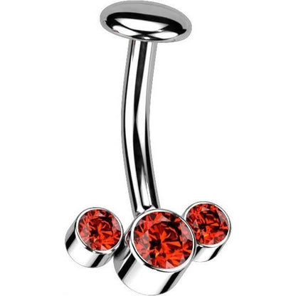 Titan Bauchnabelpiercing 3 Zirkonia Silber Push-In