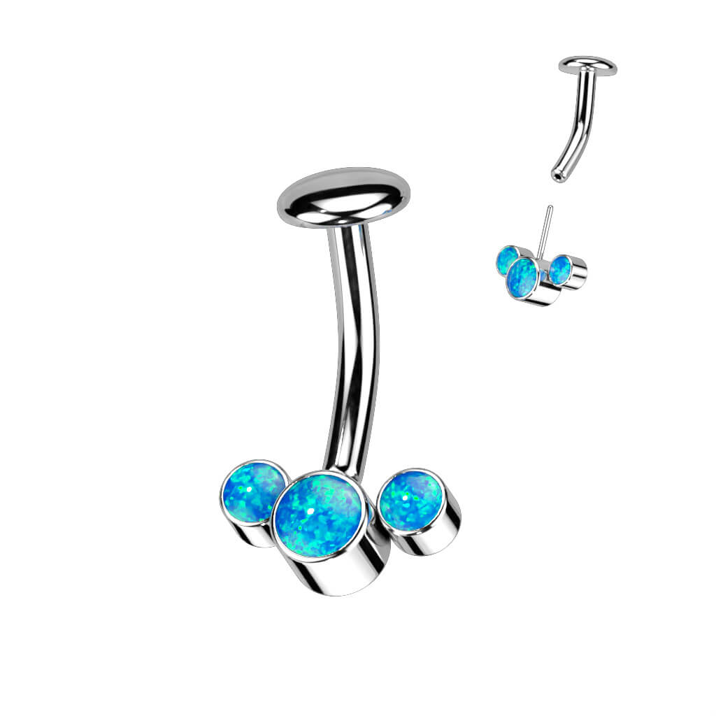 Titane Piercing Nombril 3 Opales Argent Enfoncer