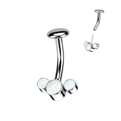 Titane Piercing Nombril 3 Opales Argent Enfoncer