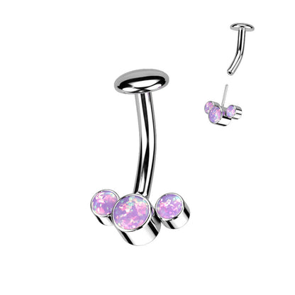 Titane Piercing Nombril 3 Opales Argent Enfoncer