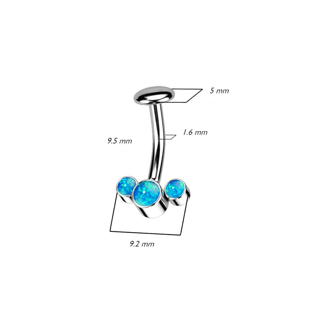 Titane Piercing Nombril 3 Opales Argent Enfoncer