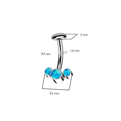 Titane Piercing Nombril 3 Opales Argent Enfoncer