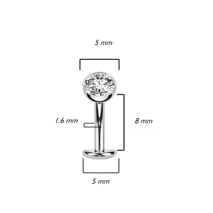 Titan Bauchnabelpiercing Halbkugel Zirkonia Push-In