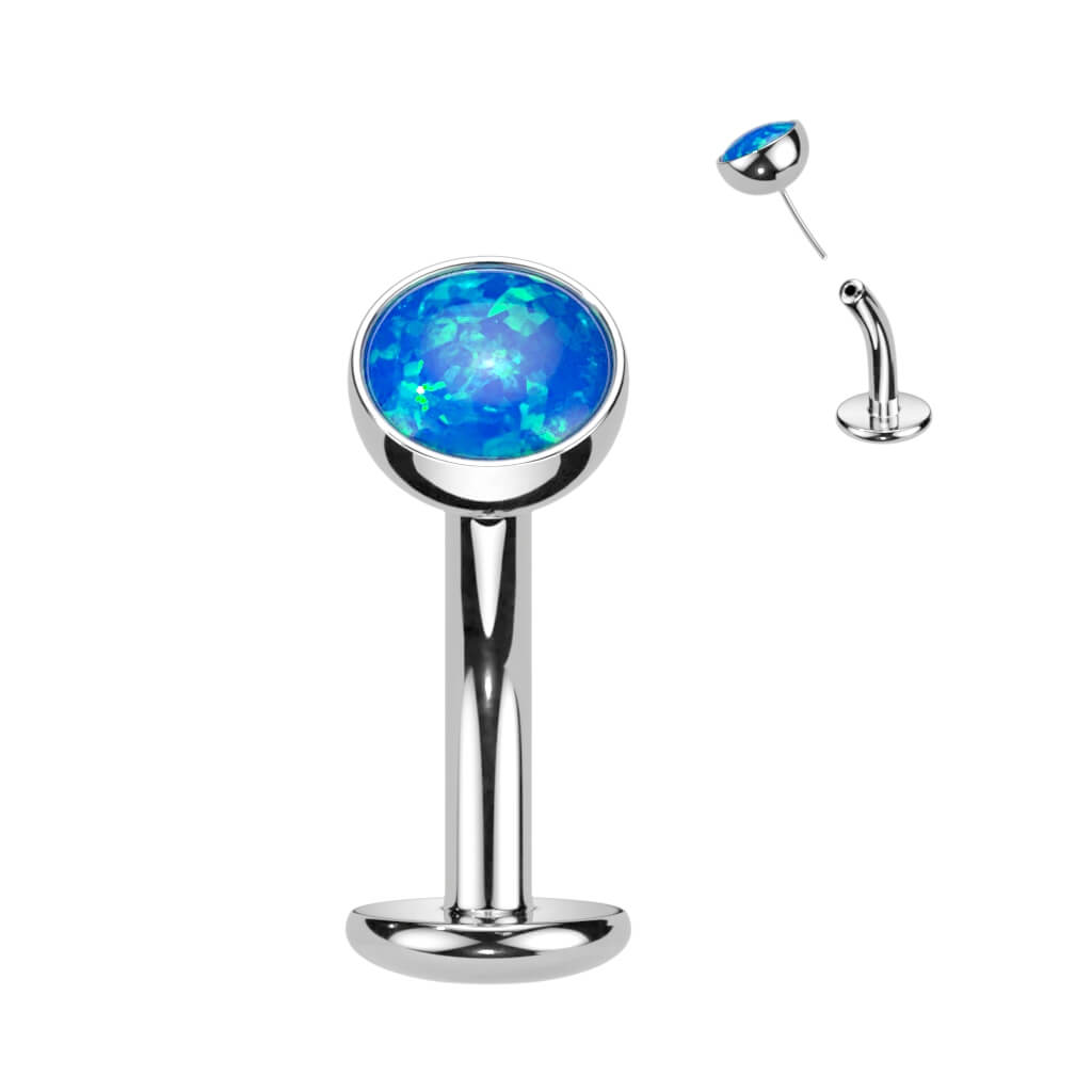 Titan Bauchnabelpiercing Halbkugel Opal Push-In