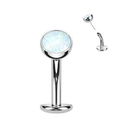 Titan Bauchnabelpiercing Halbkugel Opal Push-In