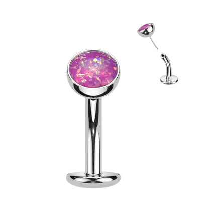 Titan Bauchnabelpiercing Halbkugel Opal Push-In