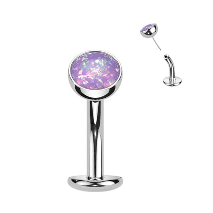 Titan Bauchnabelpiercing Halbkugel Opal Push-In